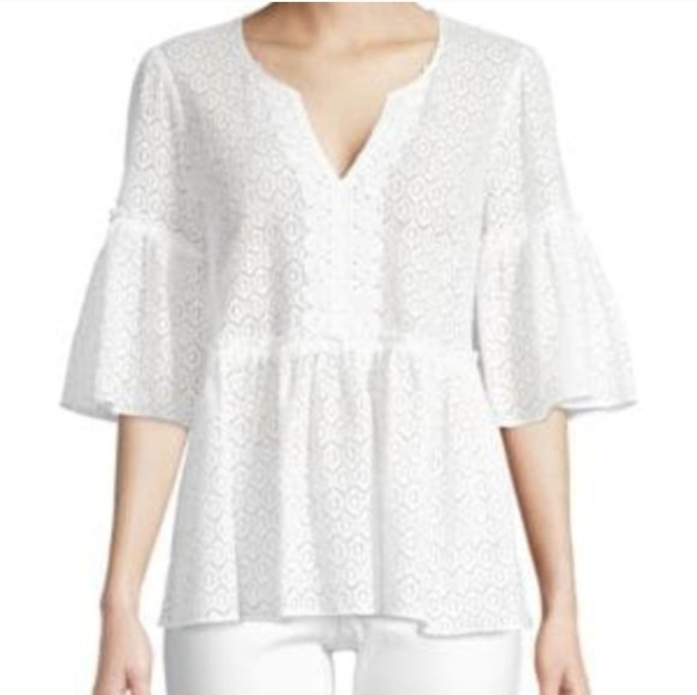 Lilly Pulitzer White Inez Top Geo Diamond Lace Size XL - Picture 3 of 8